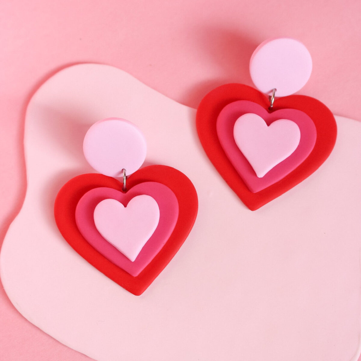 Brincos Pink Retro Heart