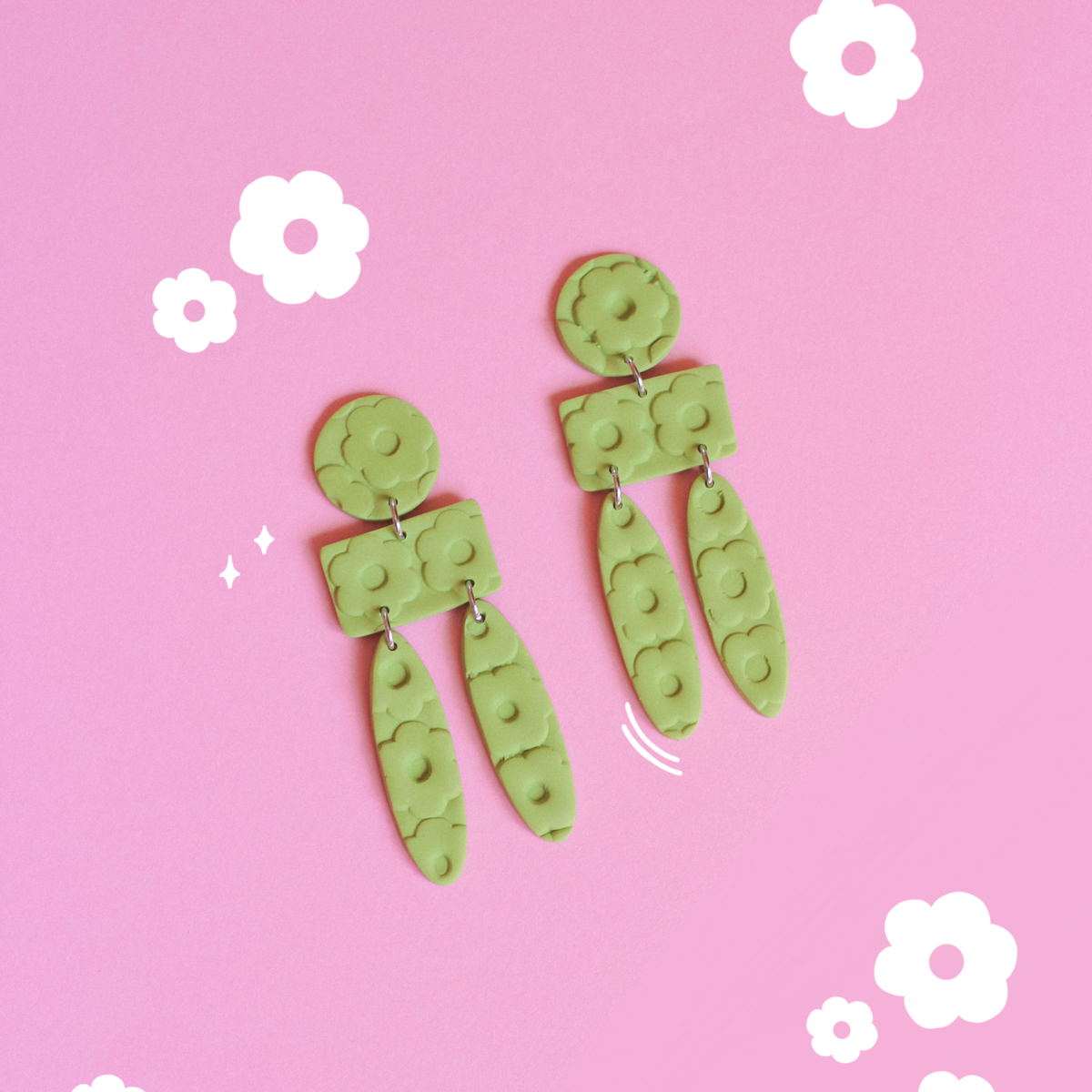 Brincos Green Flowers