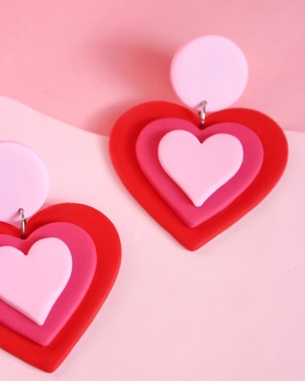 Brincos Pink Retro Heart
